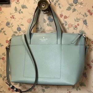 Kate Spade Light Blue Leather Tote Bag